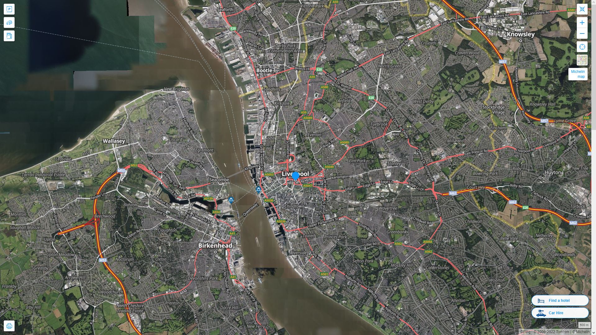 Liverpool Highway and Road Map with Satellite View